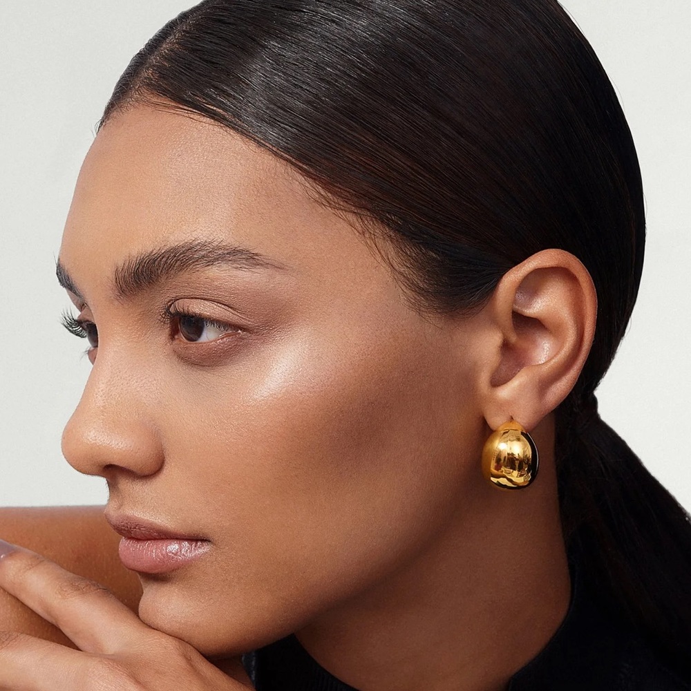 NEW:18K Gold Chunky Earrings*Lightweight Earrings*Waterproof* High Gloss Design - Picture 3 of 4